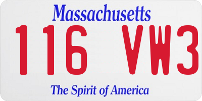 MA license plate 116VW3