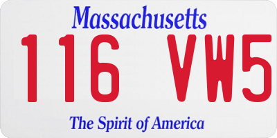 MA license plate 116VW5