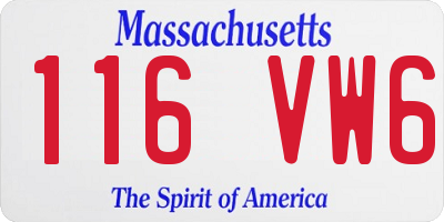 MA license plate 116VW6