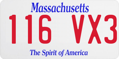 MA license plate 116VX3