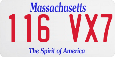 MA license plate 116VX7