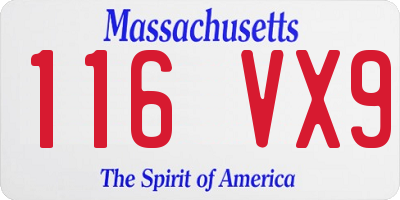 MA license plate 116VX9