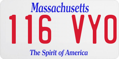 MA license plate 116VY0