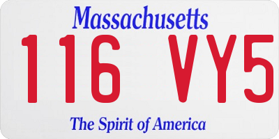 MA license plate 116VY5