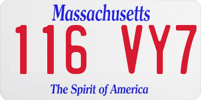 MA license plate 116VY7