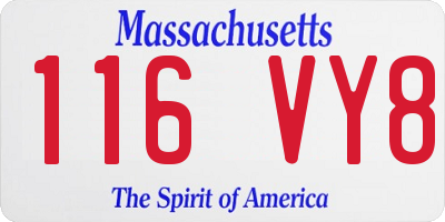 MA license plate 116VY8