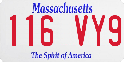 MA license plate 116VY9
