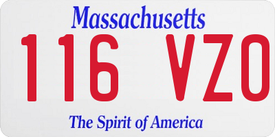 MA license plate 116VZ0