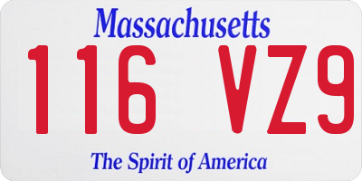 MA license plate 116VZ9