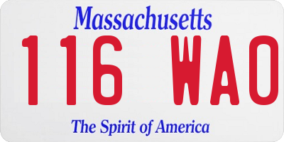 MA license plate 116WA0