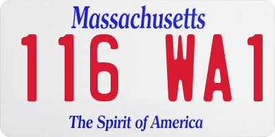 MA license plate 116WA1