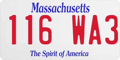MA license plate 116WA3