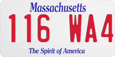 MA license plate 116WA4