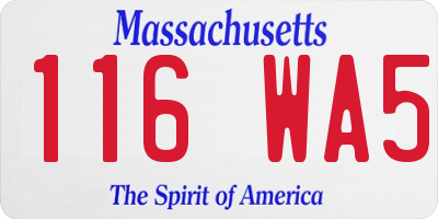 MA license plate 116WA5