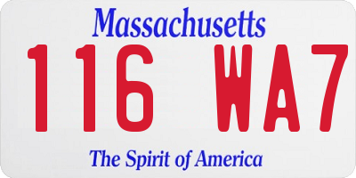 MA license plate 116WA7