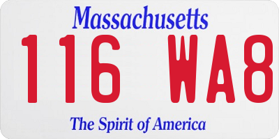MA license plate 116WA8
