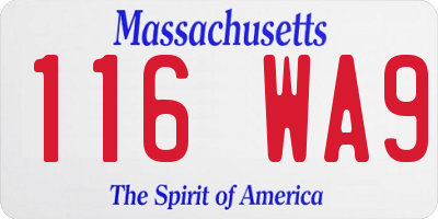 MA license plate 116WA9