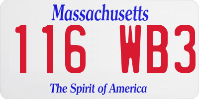 MA license plate 116WB3
