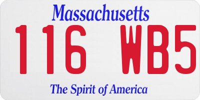 MA license plate 116WB5