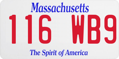MA license plate 116WB9