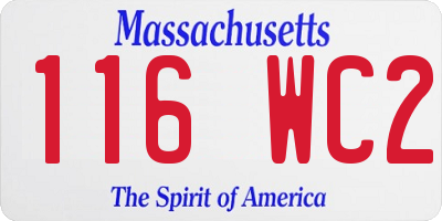 MA license plate 116WC2