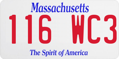 MA license plate 116WC3