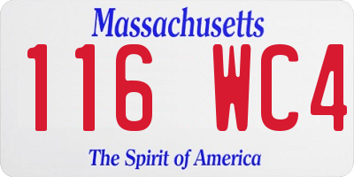 MA license plate 116WC4