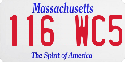 MA license plate 116WC5
