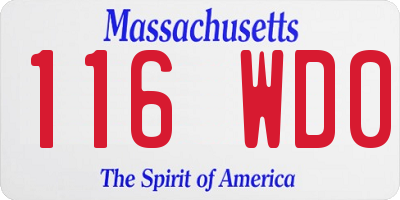 MA license plate 116WD0