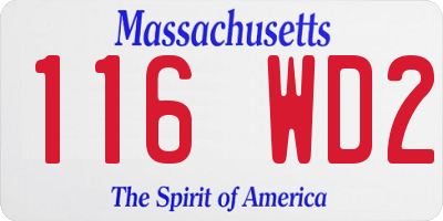 MA license plate 116WD2