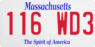 MA license plate 116WD3