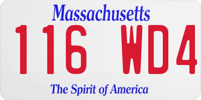 MA license plate 116WD4