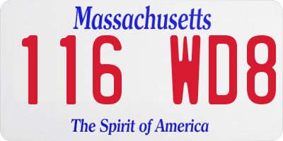 MA license plate 116WD8