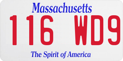 MA license plate 116WD9
