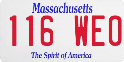 MA license plate 116WE0