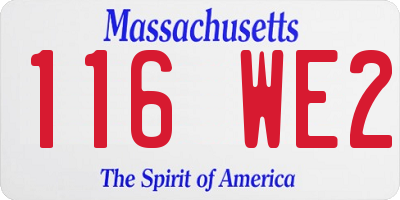 MA license plate 116WE2