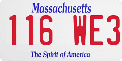 MA license plate 116WE3