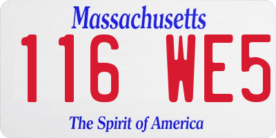 MA license plate 116WE5