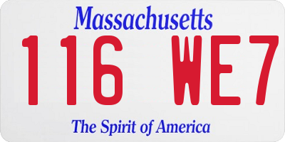 MA license plate 116WE7
