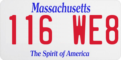 MA license plate 116WE8