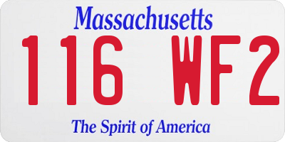 MA license plate 116WF2