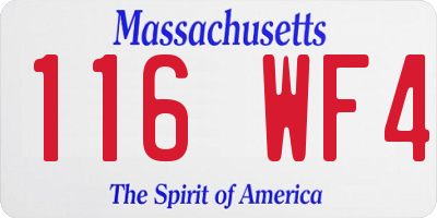 MA license plate 116WF4