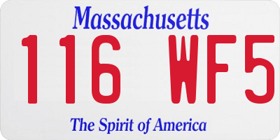 MA license plate 116WF5