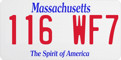 MA license plate 116WF7