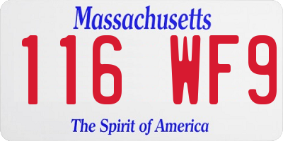 MA license plate 116WF9