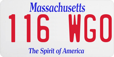 MA license plate 116WG0
