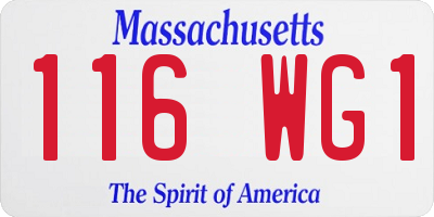 MA license plate 116WG1