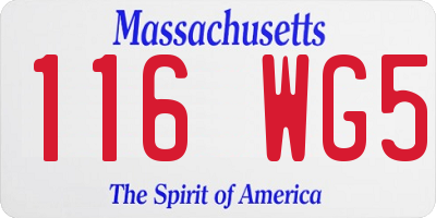 MA license plate 116WG5