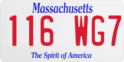 MA license plate 116WG7