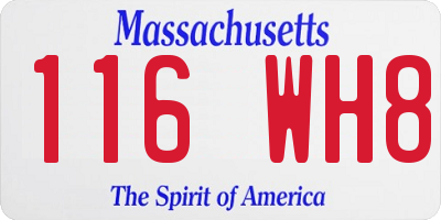 MA license plate 116WH8